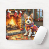 Biewer Terrier Fireplace with Christmas Lights Muismat (Met muis)