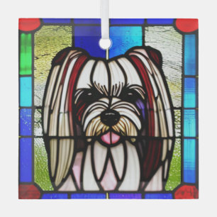 Biewer Terrier "Glas in lood" Glas Ornament