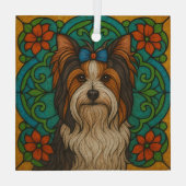 Biewer Terrier "Glas in lood" Glas Ornament (Achterkant)
