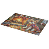 Biewer Terrier Haard met Kerstverlichting Snijplank (Hoek)
