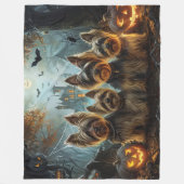 Biewer Terrier Halloween Nacht Doggy Delight Fleece Deken (Voorkant)