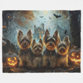 Biewer Terrier Halloween Nacht Doggy Delight Fleece Deken (Voorkant (Horizontaal))