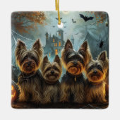 Biewer Terrier Halloween Nacht Doggy Delight Keramisch Ornament (Voorkant)