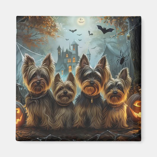 Biewer Terrier Halloween Nacht Doggy Delight Magneet (Voorkant)