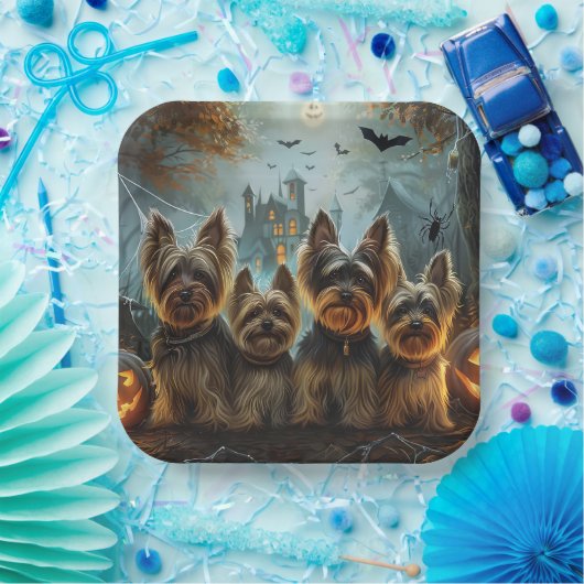 Biewer Terrier Halloween Nacht Doggy Delight Papieren Bordje (Feest)