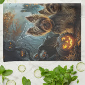 Biewer Terrier Halloween Nacht Doggy Delight Theedoek (Gevouwen)