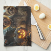 Biewer Terrier Halloween Nacht Doggy Delight Theedoek (Quarter Fold)