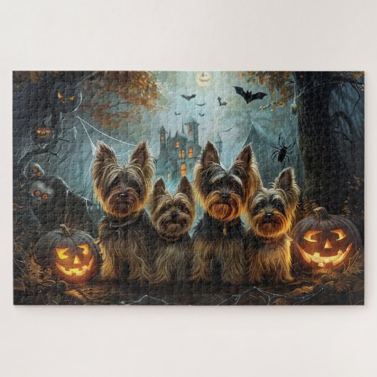 Biewer Terrier Halloween Nacht Hond Delight Legpuzzel (Horizontaal)