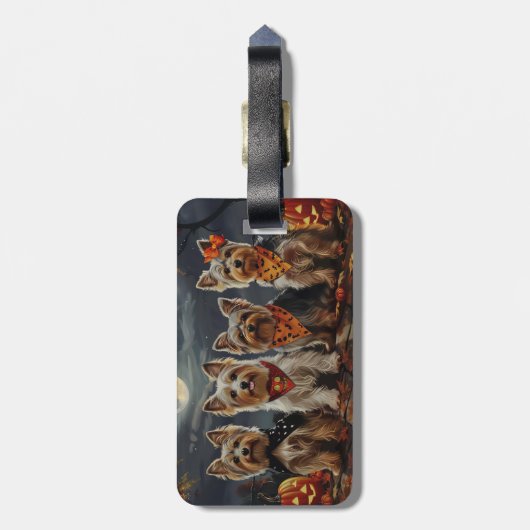 Biewer Terrier Halloween Spooky Bagagelabel (Achterkant verticaal)