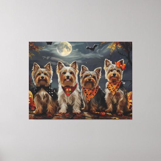 Biewer Terrier Halloween Spooky Canvas Afdruk (Voorkant)