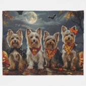 Biewer Terrier Halloween Spooky Fleece Deken (Voorkant (Horizontaal))