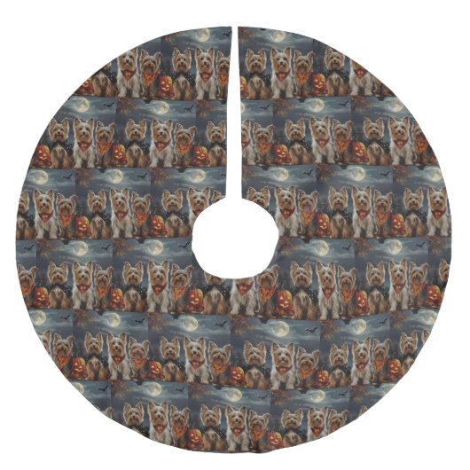 Biewer Terrier Halloween Spooky Kerstboom Rok (Voorkant)