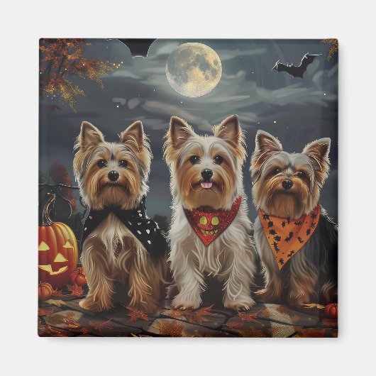 Biewer Terrier Halloween Spooky Magneet (Voorkant)