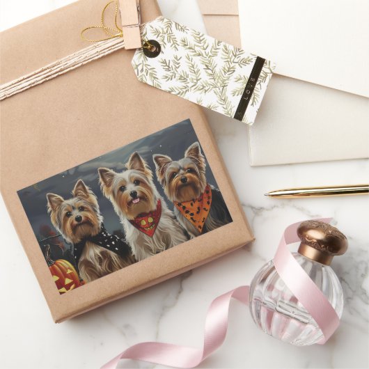 Biewer Terrier Halloween Spooky Rechthoekige Sticker (Geschenken)