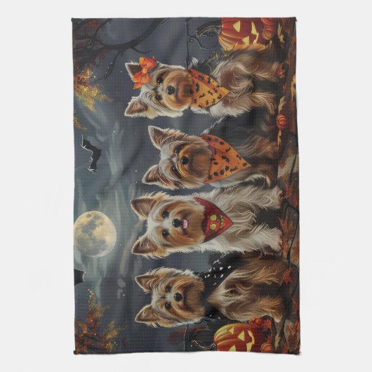 Biewer Terrier Halloween Spooky Theedoek (Verticaal)