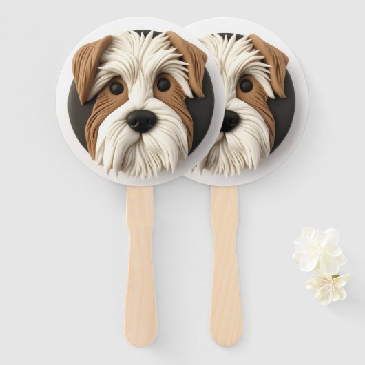 Biewer Terrier Hond 3D Geïnspireerd Handwaaier (Voorkant en achterkant)
