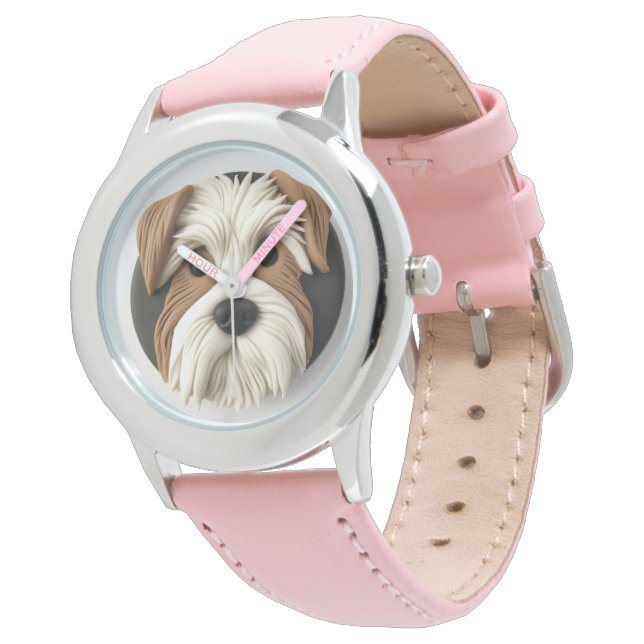 Biewer Terrier Hond 3D Geïnspireerd Horloge (Gekanteld)