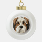 Biewer Terrier Hond 3D Geïnspireerd Keramische Bal Ornament (Voorkant)