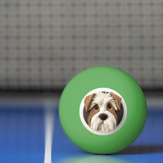 Biewer Terrier Hond 3D Geïnspireerd Pingpongbal (Net)