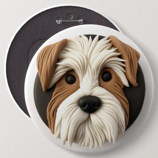 Biewer Terrier Hond 3D Geïnspireerd Ronde Button 6,0 Cm (Voorkant /achterkant)