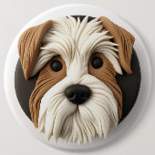 Biewer Terrier Hond 3D Geïnspireerd Ronde Button 6,0 Cm (Voorkant)