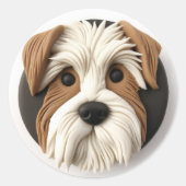 Biewer Terrier Hond 3D Geïnspireerd Ronde Sticker (Voorkant)