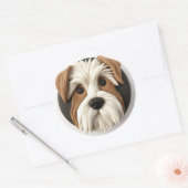 Biewer Terrier Hond 3D Geïnspireerd Ronde Sticker (Envelop)