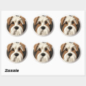 Biewer Terrier Hond 3D Geïnspireerd Ronde Sticker (Vel)