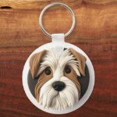 Biewer Terrier Hond 3D Geïnspireerd Sleutelhanger (Voorkant)