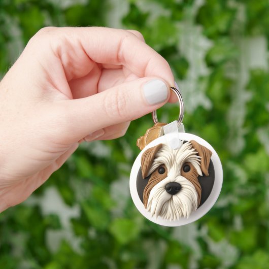 Biewer Terrier Hond 3D Geïnspireerd Sleutelhanger (Hand)