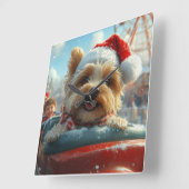 Biewer Terrier-hond achtbaan Kerstmis Vierkante Klok (Hoek)