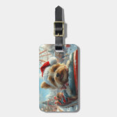 Biewer Terrier Hond Achterbaan Kerst Bagagelabel (Voorkant verticaal)