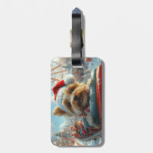 Biewer Terrier Hond Achterbaan Kerst Bagagelabel (Achterkant verticaal)