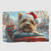 Biewer Terrier Hond Achterbaan Kerst  Golfhanddoek (Horizontaal)