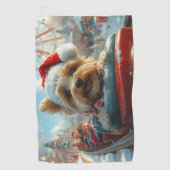 Biewer Terrier Hond Achterbaan Kerst  Golfhanddoek (Voorkant)