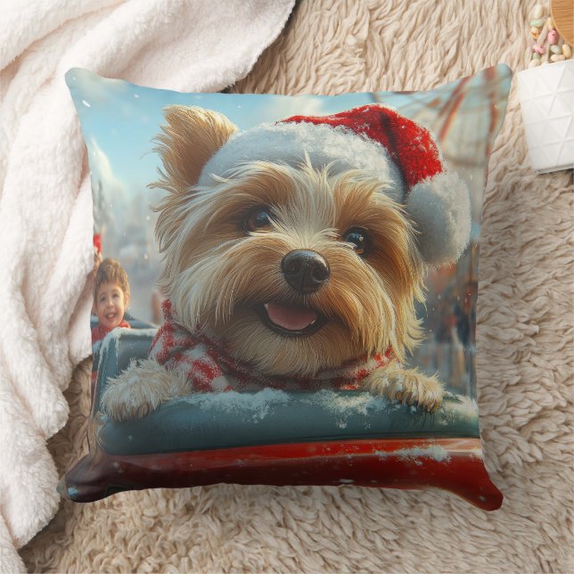 Biewer Terrier Hond Achterbaan Kerst  Kussen (Deken)