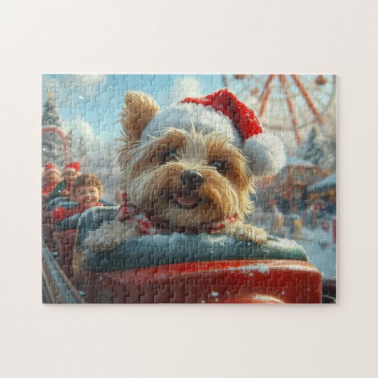 Biewer Terrier Hond Achterbaan Kerst  Legpuzzel (Horizontaal)
