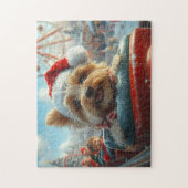Biewer Terrier Hond Achterbaan Kerst  Legpuzzel (Verticaal)