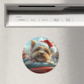 Biewer Terrier Hond Achterbaan Kerst  Magneet (Insitu (Vaatwasser))