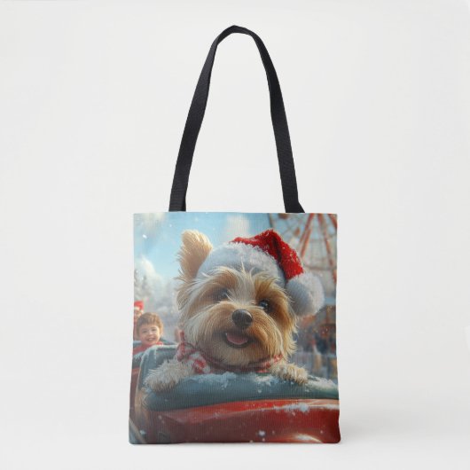 Biewer Terrier Hond Achterbaan Kerstmis Tote Bag (Voorkant)