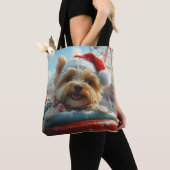 Biewer Terrier Hond Achterbaan Kerstmis Tote Bag (Dichtbij)