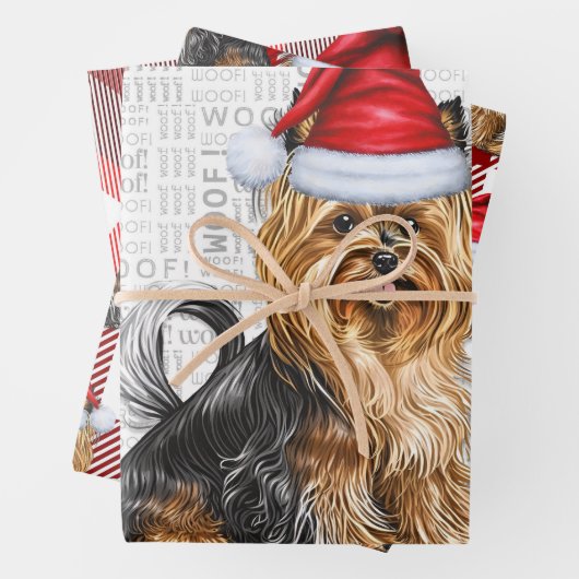 Biewer Terrier hond en Red Plaid vakantie Inpakpapier Vel (In situ)