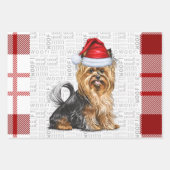 Biewer Terrier hond en Red Plaid vakantie Inpakpapier Vel (Voorkant)