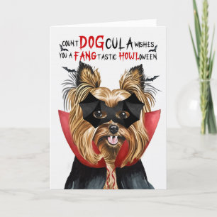 Biewer Terrier Hond Grappig Count DOGcula Hallowee Feestdagen Kaart