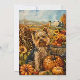 Biewer Terrier Hond Herfst Oogst Thanksgiving Feestdagenkaart