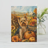 Biewer Terrier Hond Herfst Oogst Thanksgiving Feestdagenkaart (Staand voorkant)