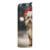 Biewer Terrier-hond in de sneeuw Kerstmis  Thermosbeker (Gedraaid links)
