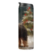 Biewer Terrier-hond in de sneeuw Kerstmis  Thermosbeker (Geroteerd rechts)