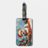 Biewer Terrier Hond in Sledge Laat het Sneeuw Kers Bagagelabel (Achterkant verticaal)