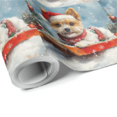Biewer Terrier Hond in Sledge Laat het Sneeuw Kers Cadeaupapier (Rol Hoek)